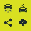 Set Car sharing, Cloud download music, Share and icon. Vector