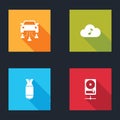 Set Car sharing, Music streaming service, Aviation bomb and Hard disk drive network icon. Vector