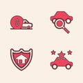 Set Car sharing, rental, and House with shield icon. Vector