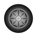 Set of car wheels. Automotive tires. Wheel disk icon isolated on white background. Automobile rims design