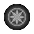 Set of car wheels. Automotive tires. Wheel disk icon isolated on white background. Automobile rims design