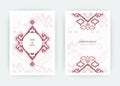 Set card ethnic bohemian arabesque pattern. Zigzag geometric abs