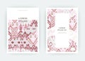 Set card ethnic bohemian arabesque pattern. Zigzag geometric abs