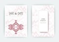 Set card ethnic bohemian arabesque pattern. Zigzag geometric abs