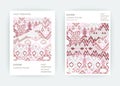 Set card ethnic bohemian arabesque pattern. Zigzag geometric abs