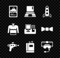 Set Card game, Laptop, Rocket ship, Ray gun, Book, Virtual reality glasses, Sweater and Monitor with keyboard icon