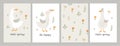 Set card with geese and flowers. Hello Spring card or poster. Vector illustration Royalty Free Stock Photo