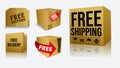 Set of cardboard box of free shipping or free delivery