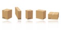 Set of cardboard box mockups different size. Isolated on white background.