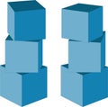set of cardboard boxes blue color.