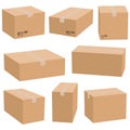 Set of cardboard boxes isolated on white background. Royalty Free Stock Photo