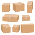 Set of cardboard boxes isolated on white background. Royalty Free Stock Photo