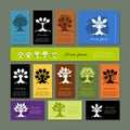 Set of cards with art trees for your design Royalty Free Stock Photo