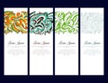Set of cards or banners with colorful zentangle waves ornament.
