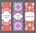 Set of cards or banners with oriental symmetric ornaments Royalty Free Stock Photo