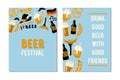 Set of 2 cards for the beer festival. Drink good beer with good friends .