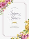 Set of cards decorated with rose pink and yellow bouquet drawing greeting card, invitation, wedding, invite, template, border, Royalty Free Stock Photo