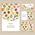Set of cards on Fruits theme. Royalty Free Stock Photo