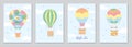 Set of cards with hot air balloons Royalty Free Stock Photo