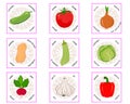 Group of 9 cards with vegetables
