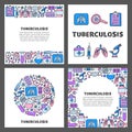 Set of cards with lettering and doodle tuberculosis items.