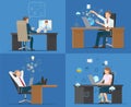 Set of Cards Office Workers Vector Illustration Royalty Free Stock Photo