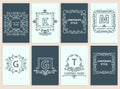 Set cards, ornamental logo, frame monogram