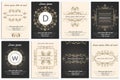 Set cards ornamental logos