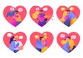 Set of cards, people in love. Valentine dating set. Romantic vector illustration on love story theme. Happy flat people character