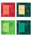 Set of 4 cards for photos or invitations from lines of tropical flowers and leaves