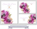 A set of cards with pink poppies Royalty Free Stock Photo