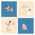 Set cards or poster with cute dogs. Nursery prints. Vector illustrations Royalty Free Stock Photo