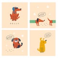 Set cards or poster with cute dogs. Nursery prints. Vector illustrations Royalty Free Stock Photo