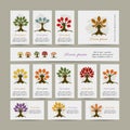 Set of cards with season trees for your design Royalty Free Stock Photo