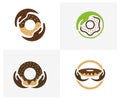 Set of Care Donuts logo design vector template, Bakery logo concept, Creative icon symbol