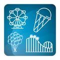 Set of carnival amusement park icons Vector