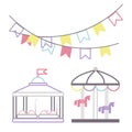 Set of carnival amusement park icons Vector