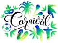 Set Carnival. Icon Travel and tourism concept. Brazil background. Vector illustration Royalty Free Stock Photo