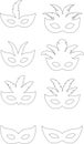 set of 8 carnival mask in bold black Strock Royalty Free Stock Photo