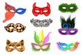 Set of carnival masks isolated on a white background. Vector graphics Royalty Free Stock Photo