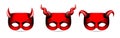 Set of Carnival red devil masks with different kind of horns.