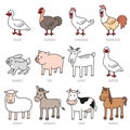 Set of caroon farm animals