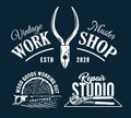 Set of carpentry logos for wood carving workshop