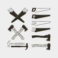Set of carpentry tools. wood work equipment. vector illustration