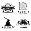 set of carpentry vector logo illustration design. wood logo template for carpenter. sawmill and carpentry service. pine and wood