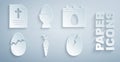 Set Carrot, Calendar with Easter egg, Broken, on stand and Greeting card Happy icon. Vector Royalty Free Stock Photo