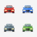 Set of cars in different colors flat style icons Royalty Free Stock Photo