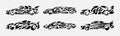 set of cars in tribal tattoo design style. concept of vehicle, transportation, sport, race, road. vector illustration.