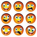 Set of cartonized smiley faces Royalty Free Stock Photo