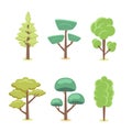 Set of cartoon abstract stylized trees. Natural illustration.